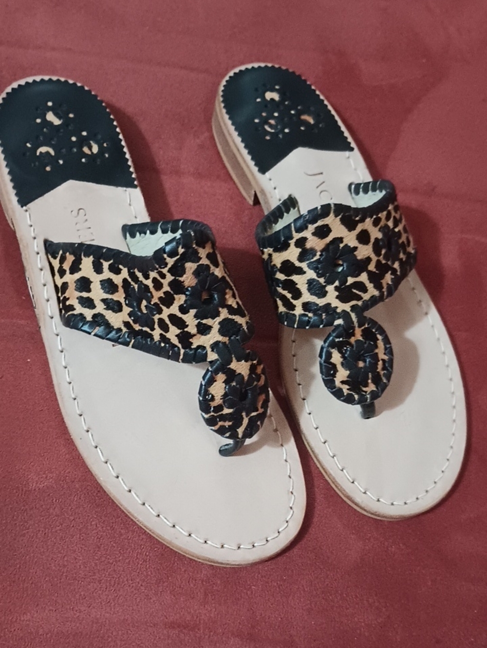 Leopard Print Leather Toe-Post Sandals - Woman's Slide Sandal Jack Rogers